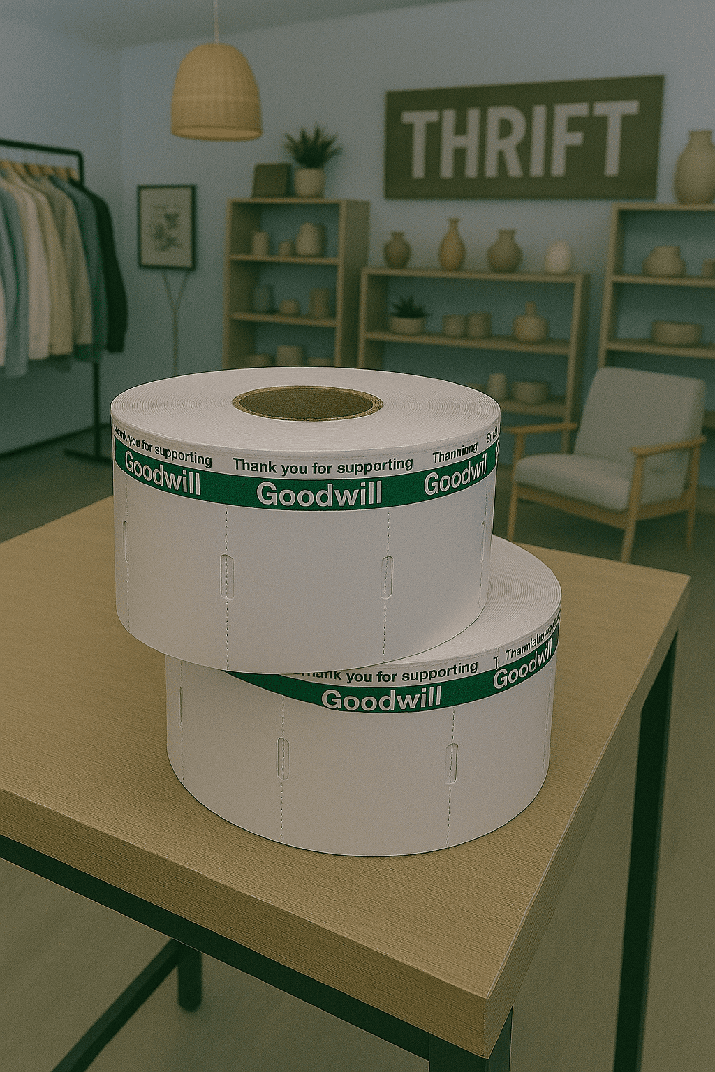 White Thermal Direct Tag with Green Reverse "Thank You" - Image 4