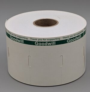 White Thermal Direct Tag with Green Reverse "Thank You"