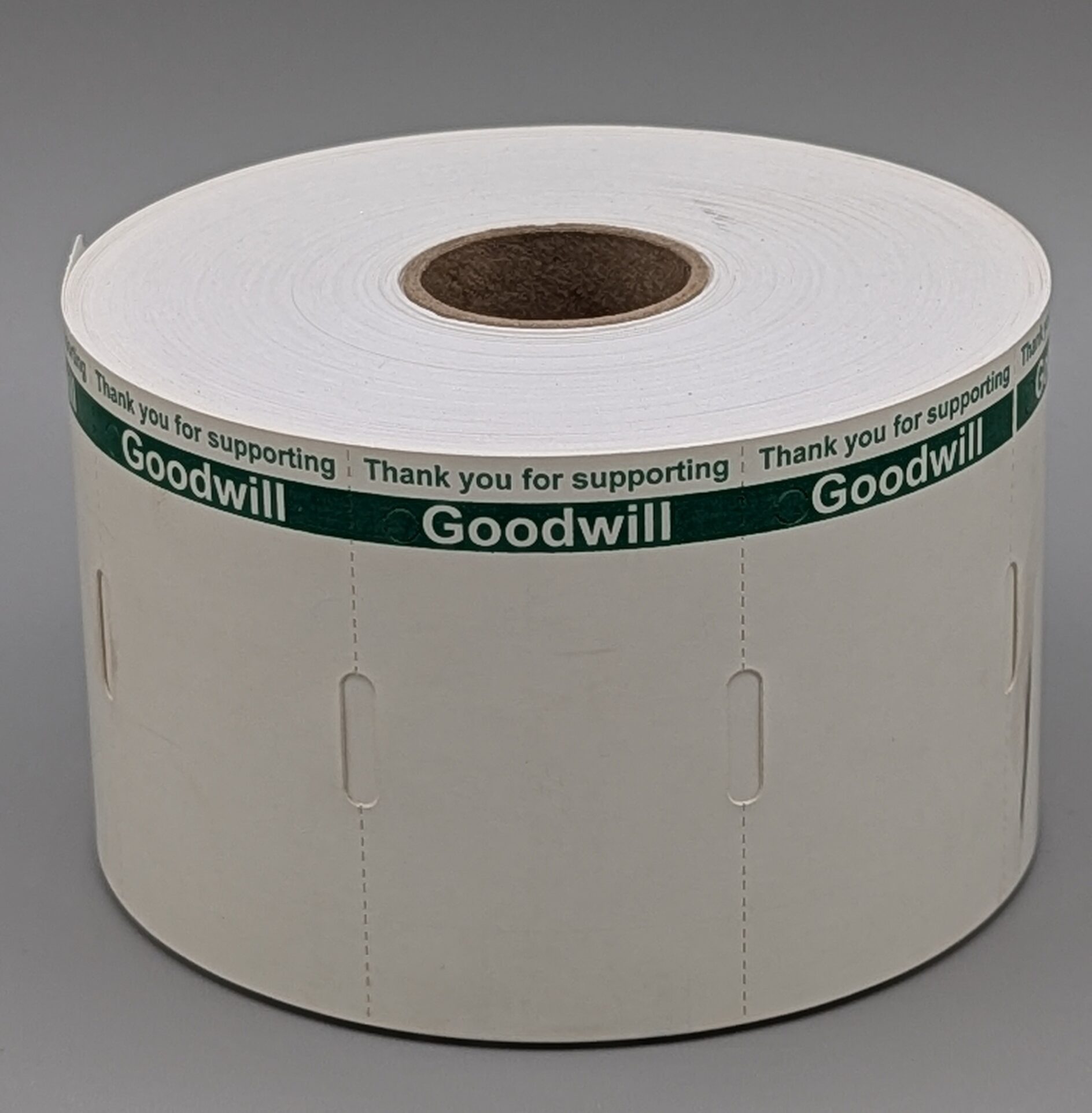 White Thermal Direct Tag with Green Reverse "Thank You"