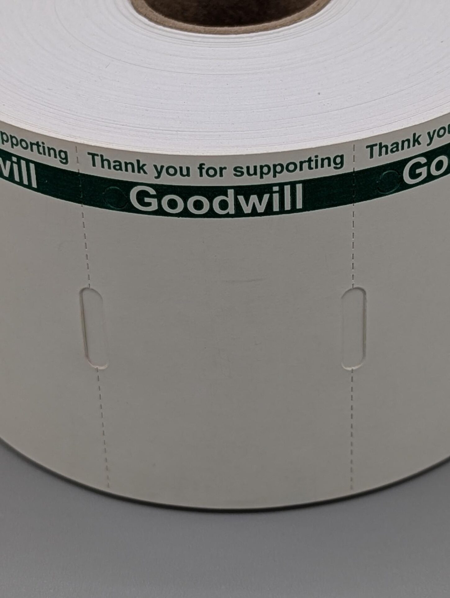 White Thermal Direct Tag with Green Reverse "Thank You"